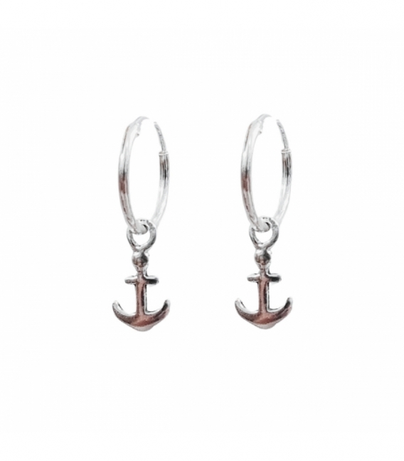 Aro Plata con Ancla 12mm Precio Par