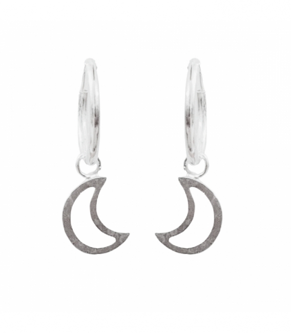 Aro Plata con Luna Calada 12mm Precio Par