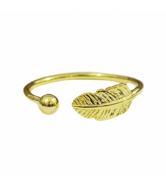 Anillo Plata Pluma Bañado 572-1