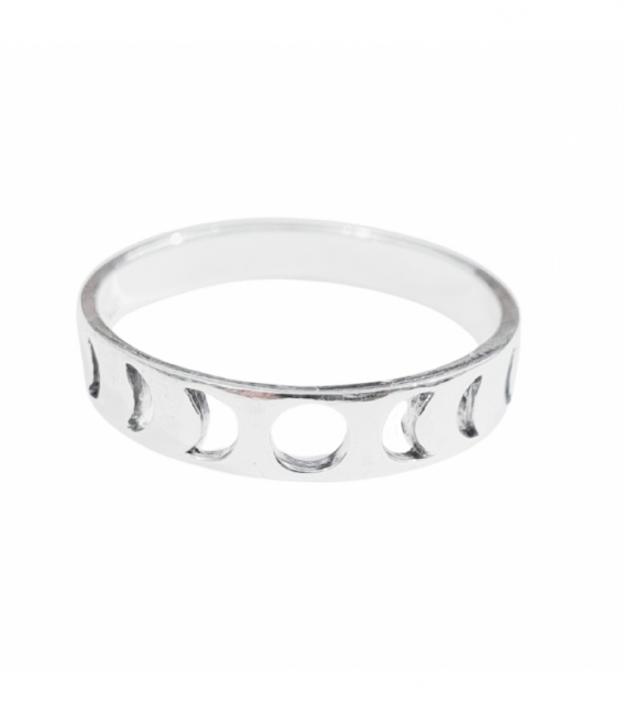 Bague Argent Phases Lune Ajouré
