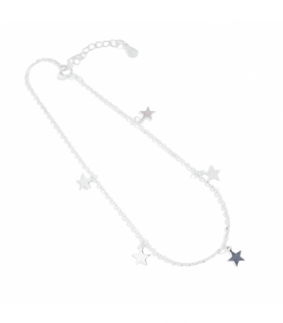 Tobillera Plata Estrellas 22+2,5cm