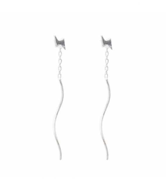 Pendiente Plata Cadena Rayo. Precio Par