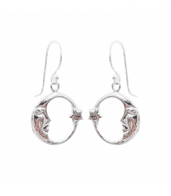 Boucles d'oreilles Argent Lune. Prix Paire