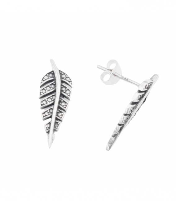 Pendiente Plata Pluma Precio Par