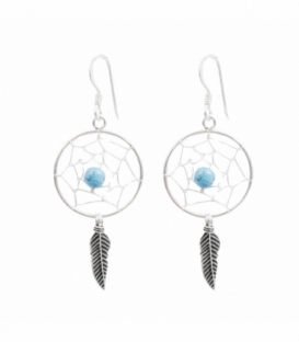 Pendiente Plata Atrapasueños una Pluma