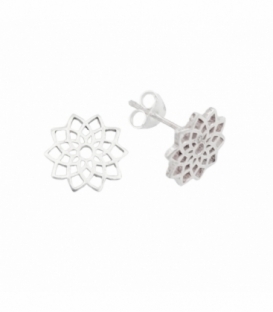 Pendiente Plata Flor Mandala Precio Par
