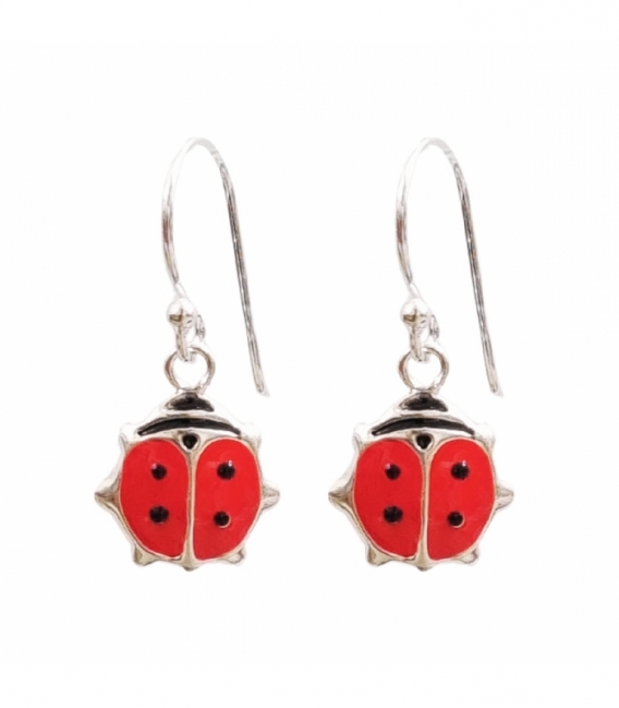 Boucles d'oreilles Argent Coocinelle 10mm. Prix Paire