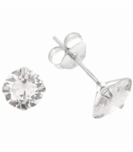 Pendiente Plata Brillante Engarzado Redondo Precio par