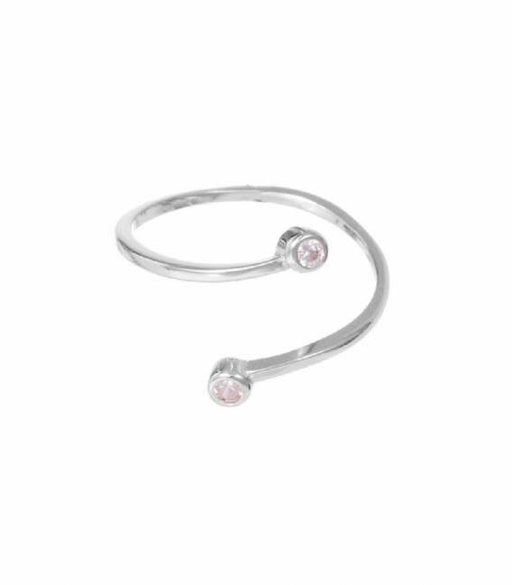Anillo Plata Dos Circonitas Rodiado