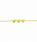 Pulsera Plata Tres Corazones 15,5+3cm Bañada