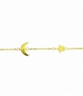 Bracelet Argent Lune et Étoile 15,5+3cm Recouvert
