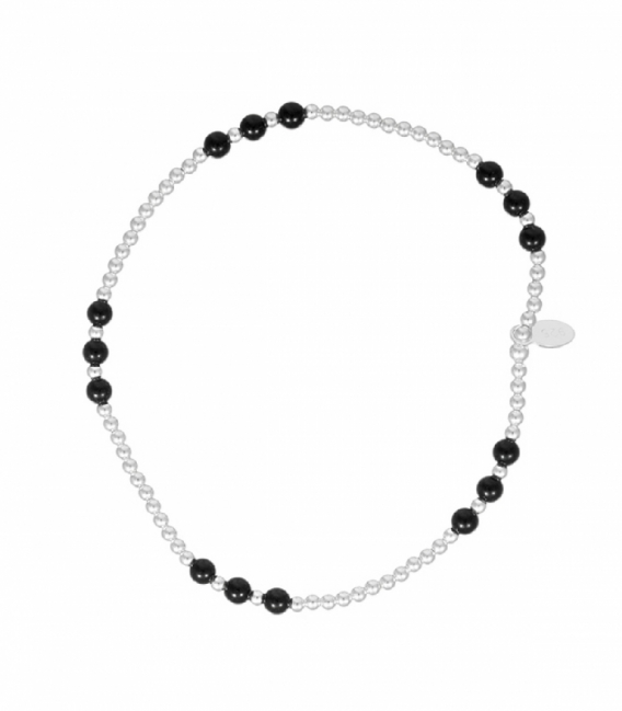 Pulsera Plata Bolas Elastica Onix