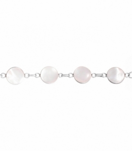 Pulsera Plata Nacar 10 Piedras Ø8mm 17+3cm