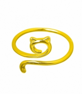 Anillo Plata Gato Bañado