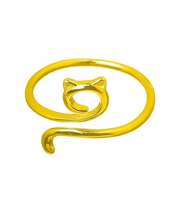 Anillo Plata Gato Bañado