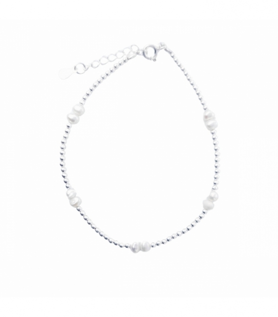 Pulsera Plata Bolita Perla