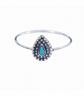Anillo Plata Gota Turquesa