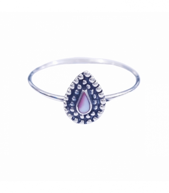 Bague Argent Goutte Nacre Rose