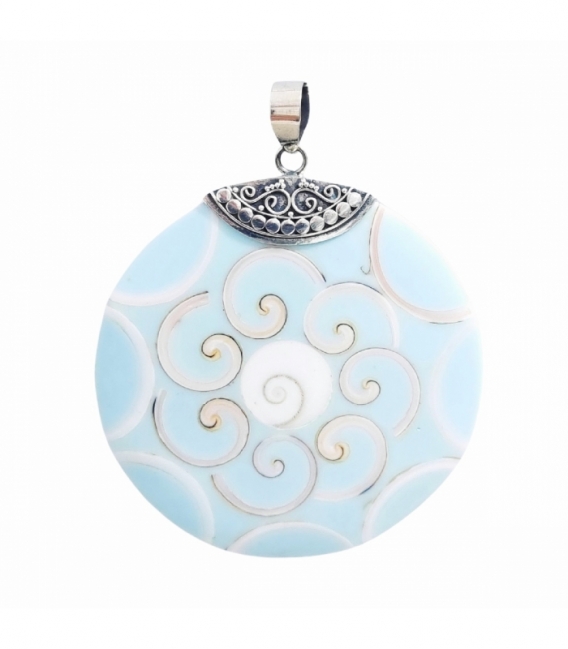 Colgante Plata Disco Balines Shiva Ø50mm
