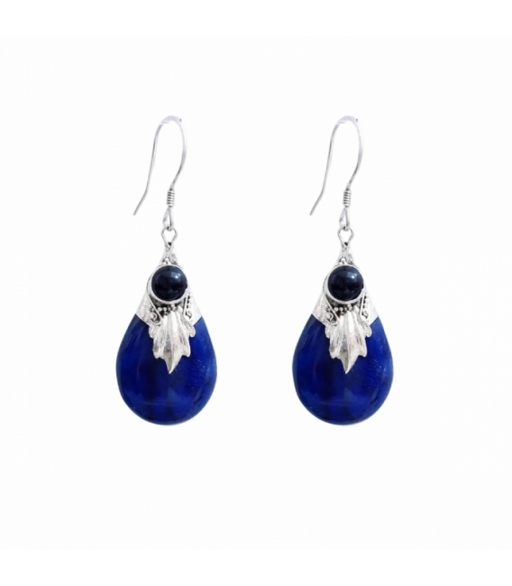 Pendiente Plata Abalon Azul Onix 25mm. Precio Par