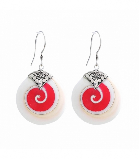 Boucle d'Oreille Argent Spirale Corail Ø21mm Prix Paire