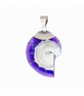 Pendentif Argent Coquillage Nautilus Violet 33mm