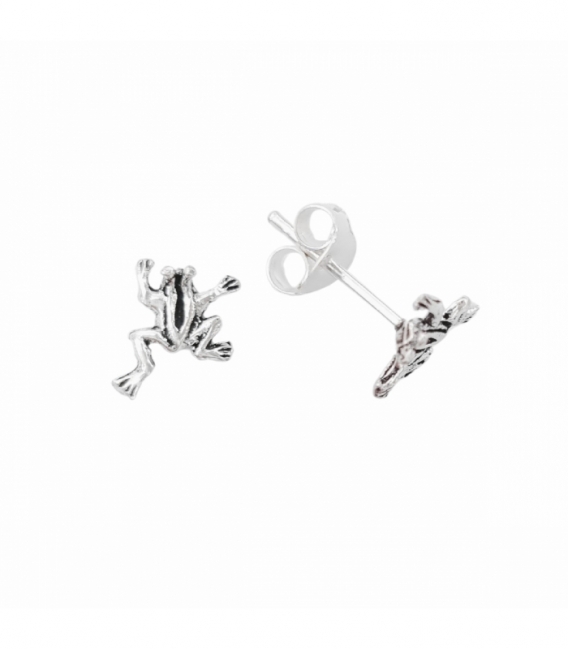 Pendiente Plata Rana. Precio Par