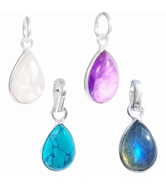Colgante Plata Lagrima Piedra 12mm