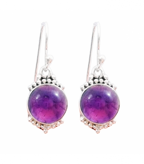 Boucle d'oreille Argent Minérale Filigrane 15.5mm Prix Paire