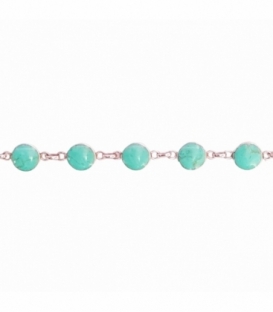 Pulsera Plata Turquesa 10 Piedras Ø8mm 17+3cm