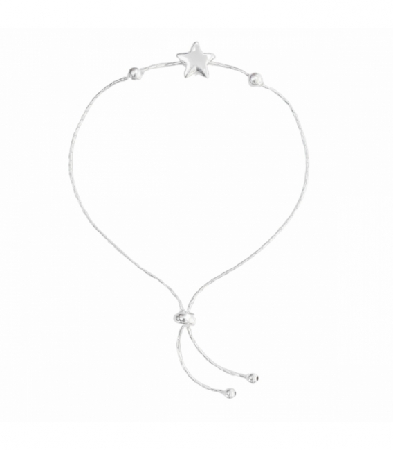 Pulsera Plata Bolas Estrella Cierre Regulable