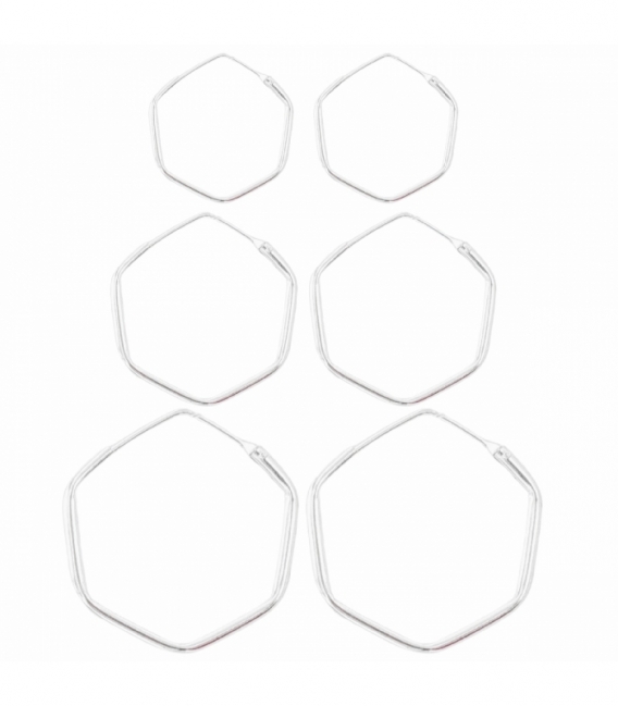 Aro Plata Hexagonal Precio Par