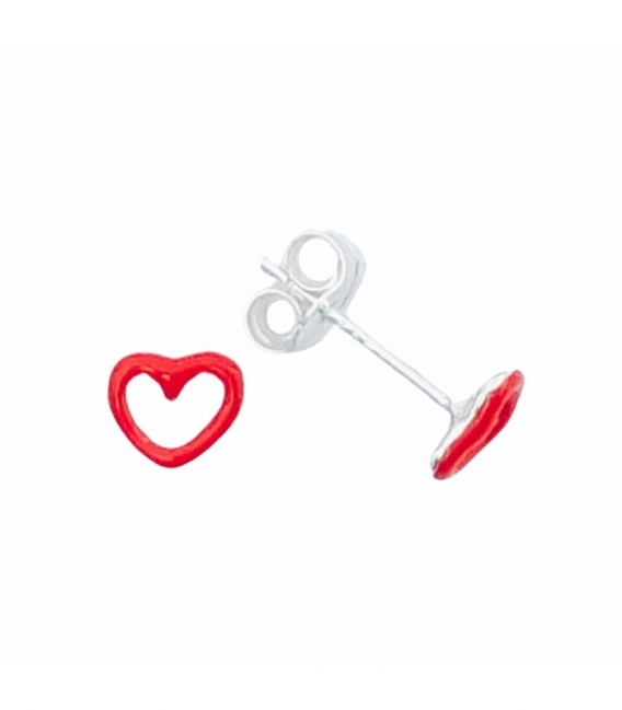 Pendiente Plata Corazon Rojo Precio Par