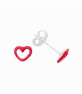 Pendiente Plata Corazon Rojo Precio Par
