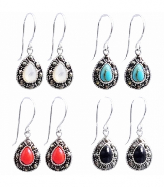 Pendiente Plata Gota Esmalte Precio Par
