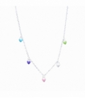 Gargantilla Plata Corazones Color 40+6cm