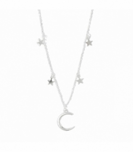 Gargantilla Plata Luna Estrellas 40+3cm