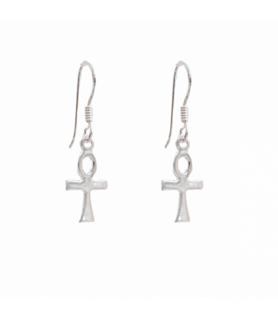 Pendiente Plata Cruz Vida 14mm. Precio Par