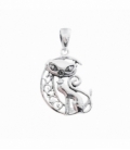 Colgante Plata Gato en Luna 23mm