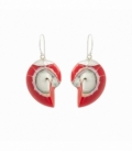 Boucle d'oreille Argent Nautilus Rouge 27mm Prix Paire