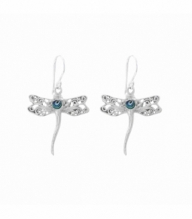 Pendiente Plata Libelula Abalon 25mm Precio Par