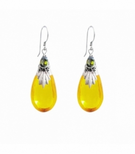 Pendiente Plata Cristal Naranja Peridoto 31mm Precio Par