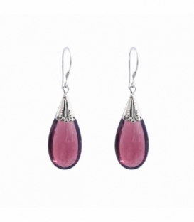 Pendiente Plata Cristal Violeta 29mm Precio Par