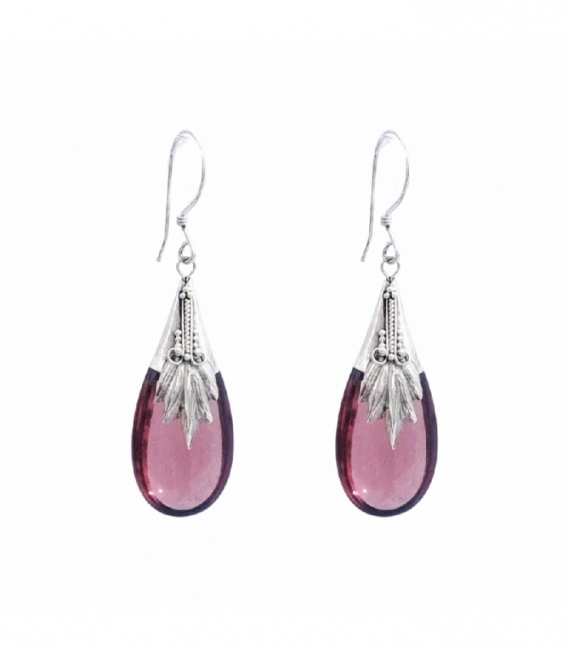 Pendiente Plata Cristal Violeta 29mm Precio Par