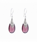 Boucle d'oreille Argent Verre Violette 29mm Prix Paire