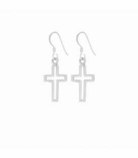Pendiente Plata Cruz Calada 13mm Precio Par
