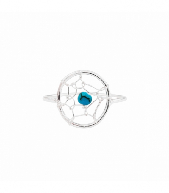 Anillo Plata Atrapasueños Azul Ø12mm