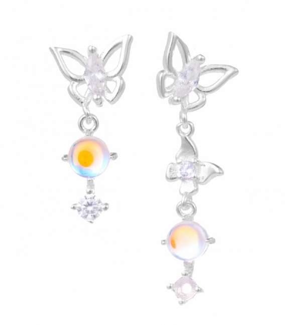 Pendiente Plata Mariposa Cristal Precio Par