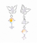 Boucle d'oreille Argent Papillon Cristaux Prix Paire