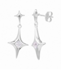 Pendiente Plata Estrellas Circonita 27mm Precio Par